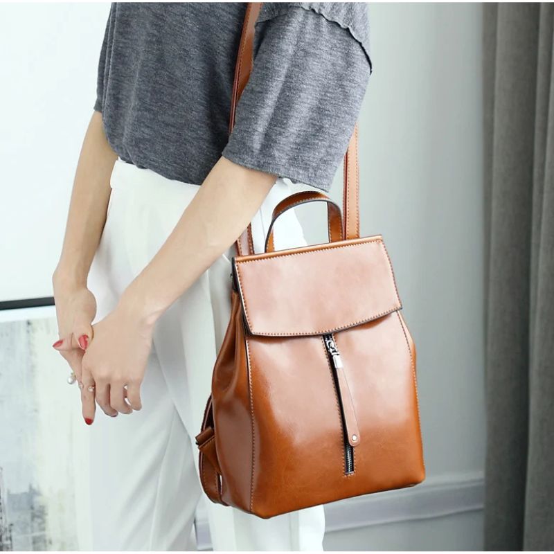 Vintage Genuine Leather Women's Backpack – Travel & Shoulder Bag