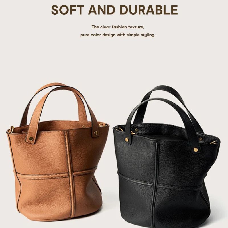 Genuine Leather Large Capacity Bucket Shoulder Bag