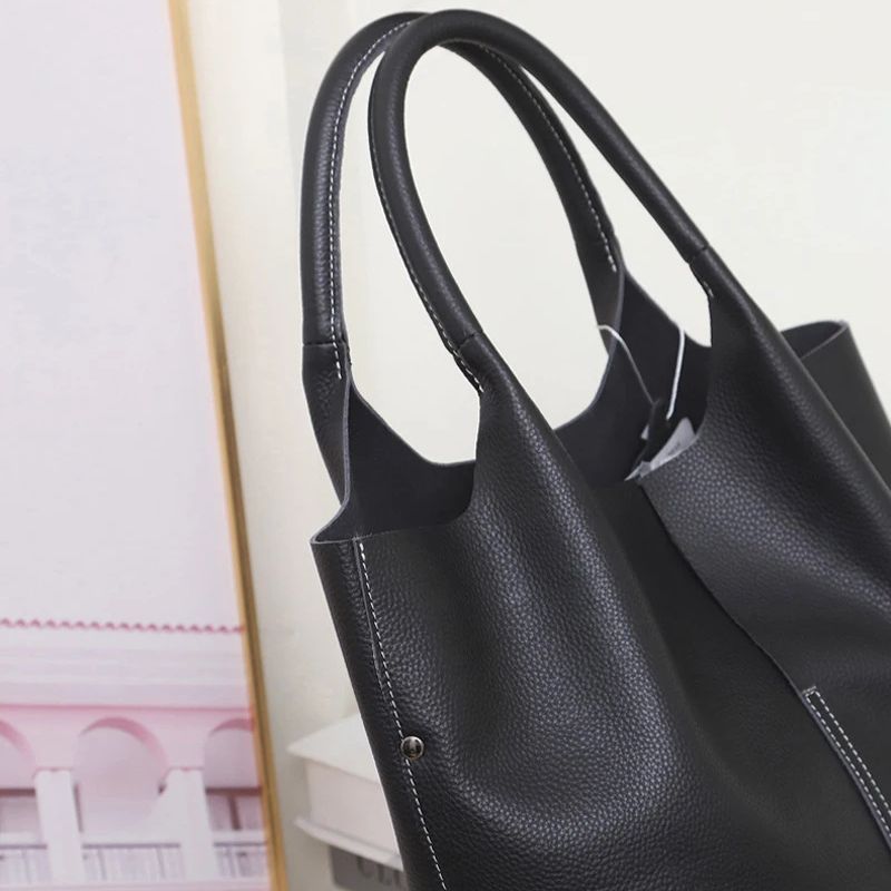 Real Leather Shopper Tote Bag