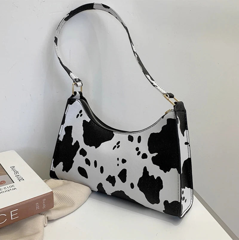 Underarm Handbag PU Leather Leopard Print Armpit Purse