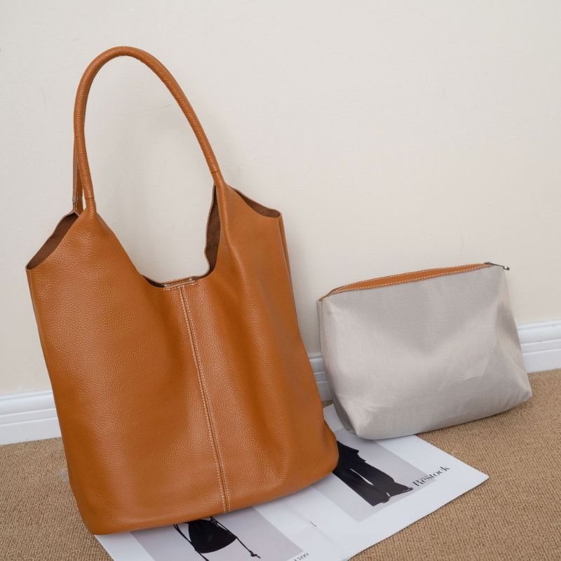 Real Leather Shopper Tote Bag