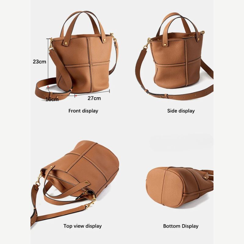 Genuine Leather Large Capacity Bucket Shoulder Bag