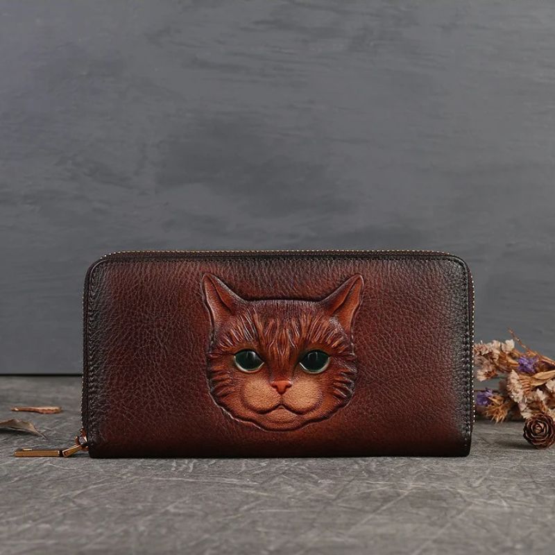 Handmade Genuine Leather Vintage Long Wallet for Women