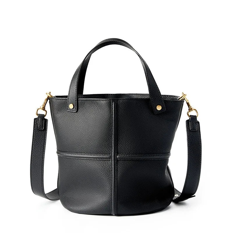 Genuine Leather Large Capacity Bucket Shoulder Bag