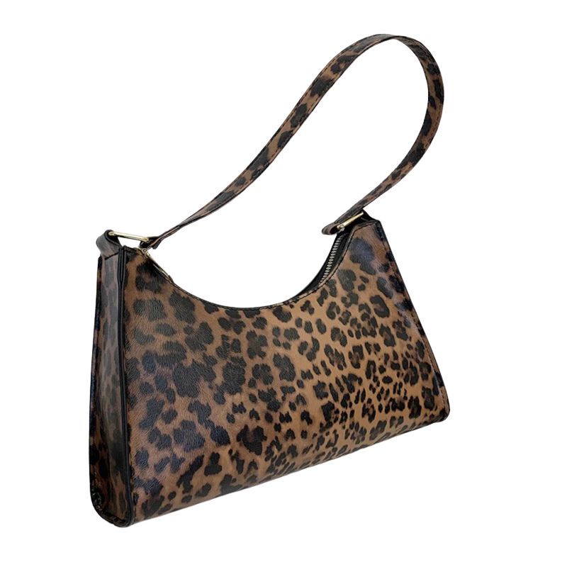 Underarm Handbag PU Leather Leopard Print Armpit Purse