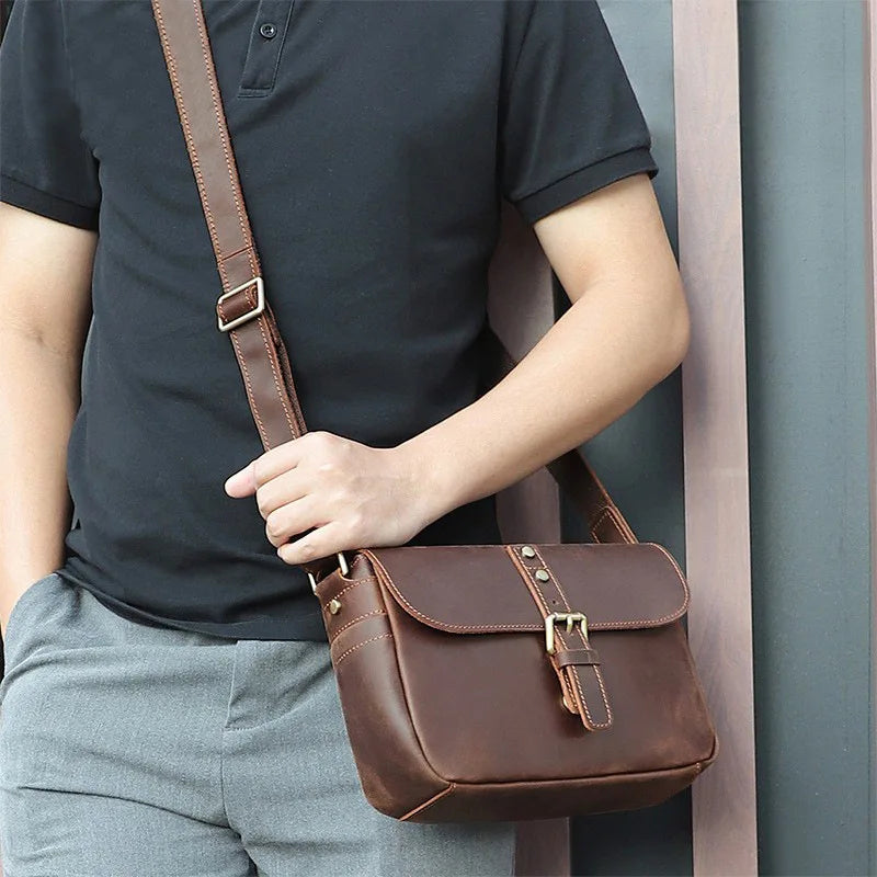 Genuine Leather Male Female Crossbody Bag